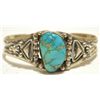 Image 1 : Old Pawn Navajo Pilot Mountain Turquoise Sterling Silver Cuff Bracelet - Lydia Begay
