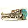 Image 2 : Old Pawn Navajo Pilot Mountain Turquoise Sterling Silver Cuff Bracelet - Lydia Begay