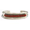 Image 1 : Zuni Coral Needlepoint Sterling Silver Cuff Bracelet - Edith Tsabetsaye