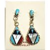 Image 1 : Zuni Multi-Stone Inlay Sterling Silver Post Earrings - Carol Niiha