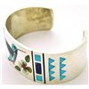 Image 2 : Zuni Multi-Stone Inlay Hummingbird Sterling Silver Cuff Bracelet - Rudell & Nancy Laconsello