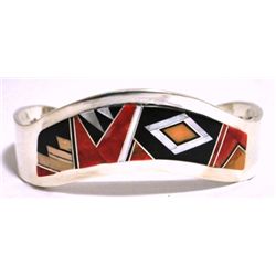 Navajo Multi-Stone Inlay Sterling Silver Cuff Bracelet - EPB