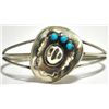 Image 1 : Navajo Turquoise Sterling Silver Cowboy Hat Cuff Bracelet - Running Bear