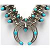 Image 2 : Navajo Turquoise Squash Blossom Necklace & Earrings Set - Phil & Lenore Garcia