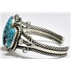 Image 2 : Old Pawn Navajo Spider Web Kingman Turquoise Sterling Silver Cuff Bracelet - Nelvin Burbank