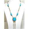 Image 1 : Navajo Valley Blue Turquoise Sterling Silver Necklace - Running Bear