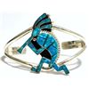 Navajo Turquoise Inlay Kokopelli Silver Cuff Bracelet - Francis