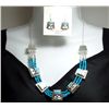 Image 1 : Zuni Turquoise Bead Multi-Stone Sun Face Sterling Silver Necklace & Earrings Set - Raylan & Patty Ed