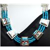 Image 2 : Zuni Turquoise Bead Multi-Stone Sun Face Sterling Silver Necklace & Earrings Set - Raylan & Patty Ed