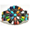 Image 1 : Navajo Multi-Stone Cluster Sterling Silver Cuff Bracelet - Juliana Williams