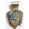 Image 1 : Navajo Multi-Stone Inlay Sterling Silver Pendant - M