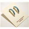 Image 2 : Zuni Blue Opal Inlay Sterling Silver Half-Ring Post Earrings - Susan Kalestewa