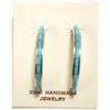 Image 1 : Zuni Turquoise Inlay Sterling Silver Half-Ring Post Earrings - Susan Kalestewa