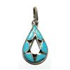 Image 1 : Zuni Turquoise Small  Teardrop Sterling Silver Pendant - Emma Bowekaty