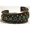 Image 1 : Vintage Old Pawn Navajo Turquoise Sterling Silver Tapering Cuff Bracelet