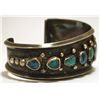 Image 2 : Vintage Old Pawn Navajo Turquoise Sterling Silver Tapering Cuff Bracelet