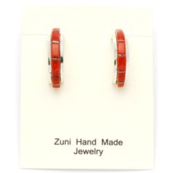 Zuni Coral Half-Ring Earrings