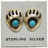 Image 1 : Navajo Turquoise Sterling Silver Bear Paw Post Earrings - Joey McCray