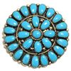 Image 1 : Navajo Turquoise Cluster Sterling Silver Pendant & Pin - Juliana Williams