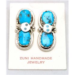 Zuni Turquoise Large Snake Earrings - Effie Calavaza