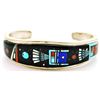 Image 1 : Navajo Multi-Stone Inlay Night Sky Sterling Silver Cuff Bracelet - Erwin Tsosie