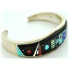 Image 3 : Navajo Multi-Stone Inlay Night Sky Sterling Silver Cuff Bracelet - Erwin Tsosie