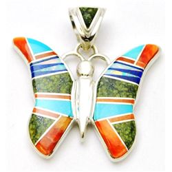 Navajo Multi-Stone Butterfly Pendant - Calvin Begay