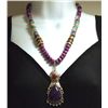 Image 1 : Navajo Spiny Oyster &  Multi-Stone Sterling Silver Necklace - Tommy Singer