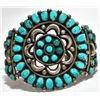 Image 1 : Vintage Old Pawn Turquoise Needlepoint Sterling Silver Cuff Bracelet