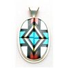 Image 1 : Zuni Multi-Stone Medium Oval Pendant