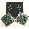 Image 1 : Navajo Turquoise Sterling Silver Post Earrings - Albert J. Brown