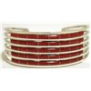 Image 1 : Zuni Coral Channel Inlay Sterling Silver Cuff Bracelet - Anselm Wallace