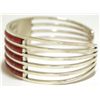 Image 3 : Zuni Coral Channel Inlay Sterling Silver Cuff Bracelet - Anselm Wallace