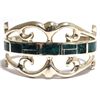 Image 1 : Old Pawn Spider Web Kingman Turquoise Inlay Sterling Silver Cuff Bracelet