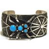 Image 1 : Navajo Turquoise Sterling Silver Spider & Web Cuff Bracelet - Darren Livingston