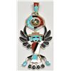 Image 1 : Zuni Multi-Stone Eagle Dancer Sterling Silver Spinner Pendant - Don Dewa