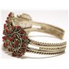 Image 3 : Zuni Coral Dots Sterling Silver Cuff Bracelet - Wayne Johnson