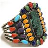 Image 2 : Old Pawn Navajo Multi-Stone Sterling Silver Cuff Bracelet - Kirk Smith