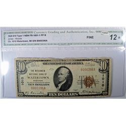 1929  $10  National currency WISCONSIN NATIONAL BANK WATERTOWN CGA12