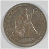 Image 1 : 1853 arrows/rays Seated Liberty quarter all original color  VF   est  $ 40-$50