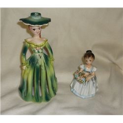 Vintage Pocket Planter & Large Lady figurine