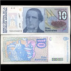 1989 Argentina 10 Australes Note Crisp Unc (CUR-005565)
