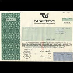 1980s TVI Corp Stock Certificate Scarce (CUR-003409)