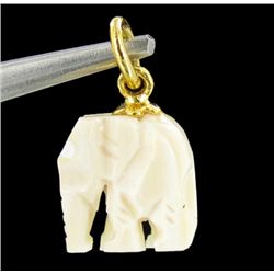 Ivory Carved Elephant Pendant w/ Gold Vermeil (JEW-002399)