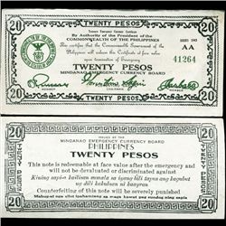 1943 WW2 Guerrilla Rebel Philippines 20P Note Mindinao (CUR-007305)