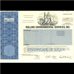 1980s Rollins Intl Stock Certif Scarce Blue (CUR-003352)