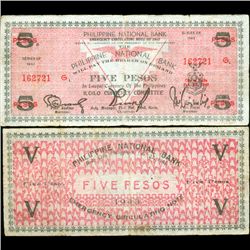 1943 WW2 Guerrilla Rebel Philippines 5P Note Iloilo (CUR-007231)