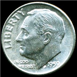 1959D FDR Silver 10c MS65 Full Bands (COI-011614)