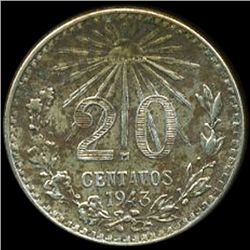 1943 Mexico 20c AU+ (COI-010043)