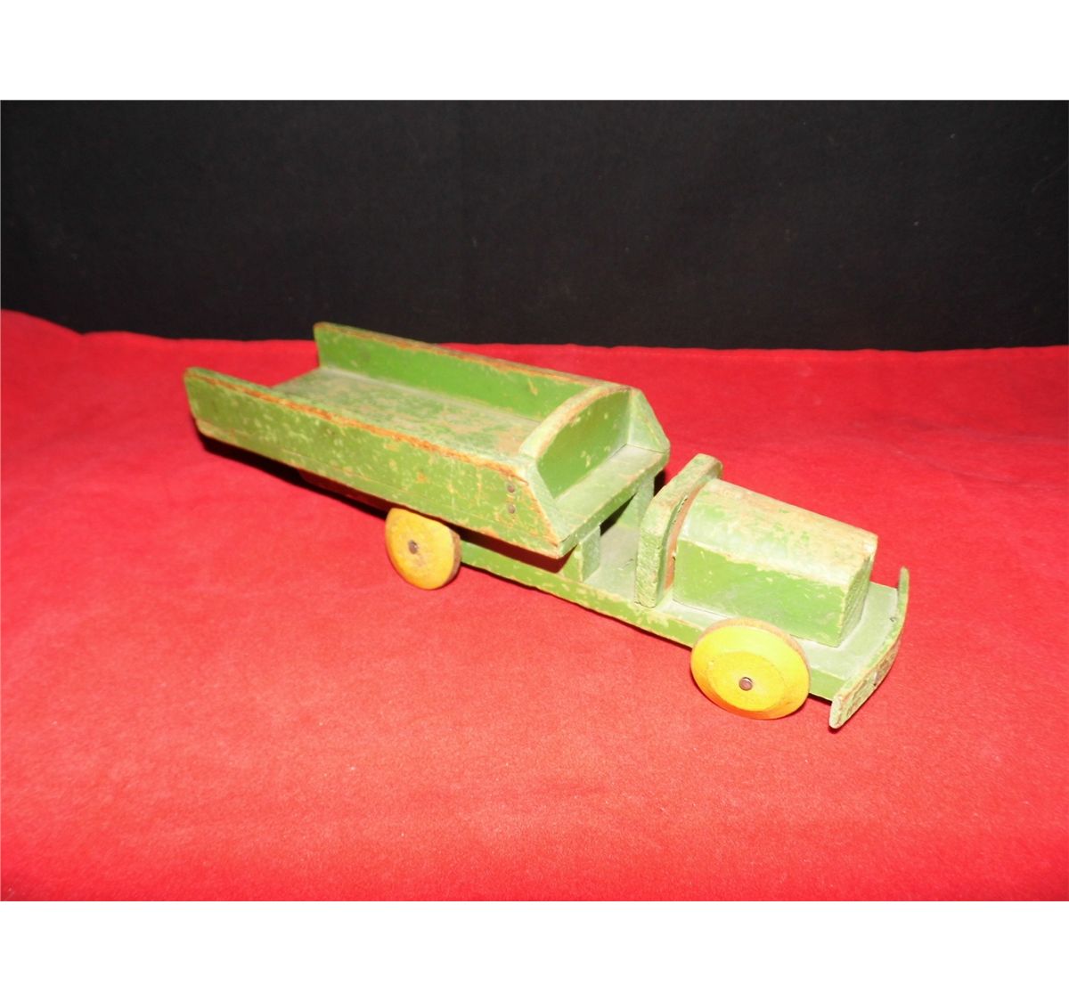 Wooden Farm Truck w/ Yellow Tires and Wheels and John Deere Green